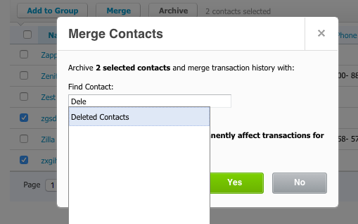 Merge Contacts to Deleted Contacts in Xero